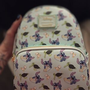 Disney Backpack with Stitch and Turtle Print